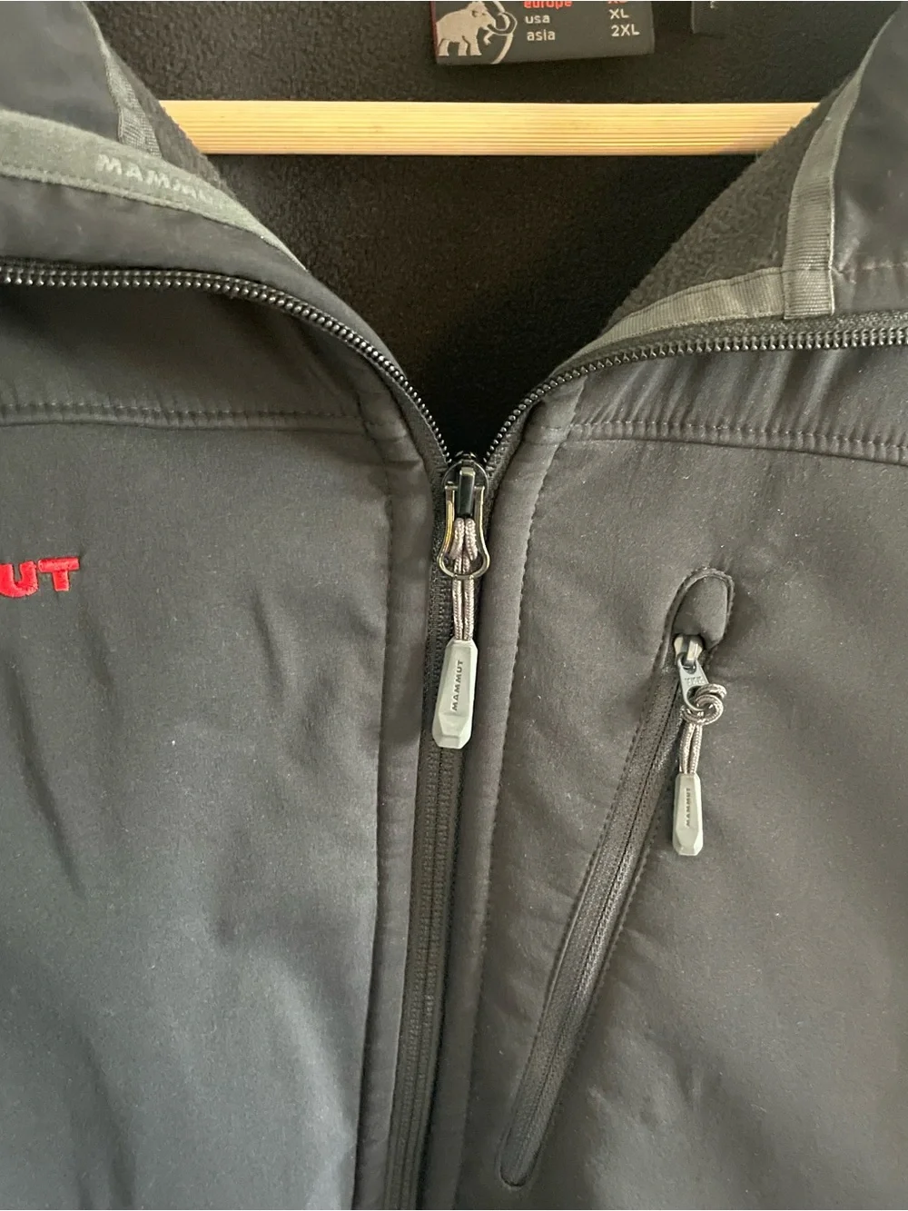 Mammut Jacket Men's XL SOFtech Black Full Zip Fleece Lined Hiking Outdoors